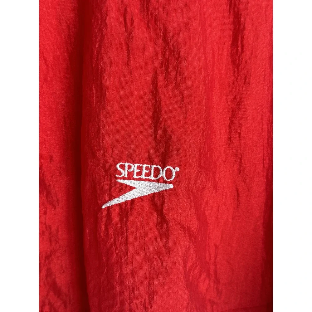 VTG Speedo Track Jacket Red Colorblock Windbreaker 1990s Athleisure Blokecore